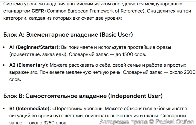 Уровни английского