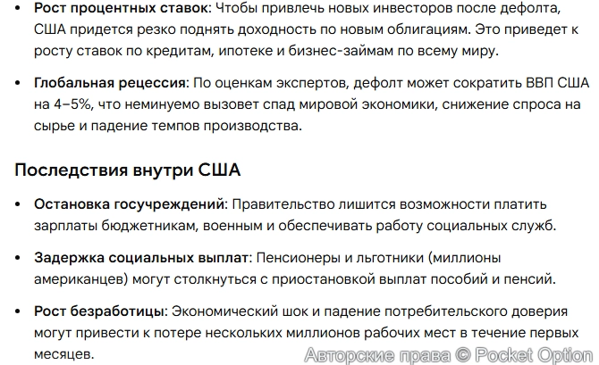 Последствия возможного дефолта 1