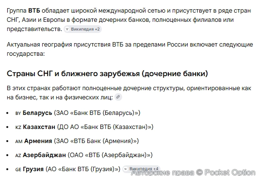 Представительства ВТБ
